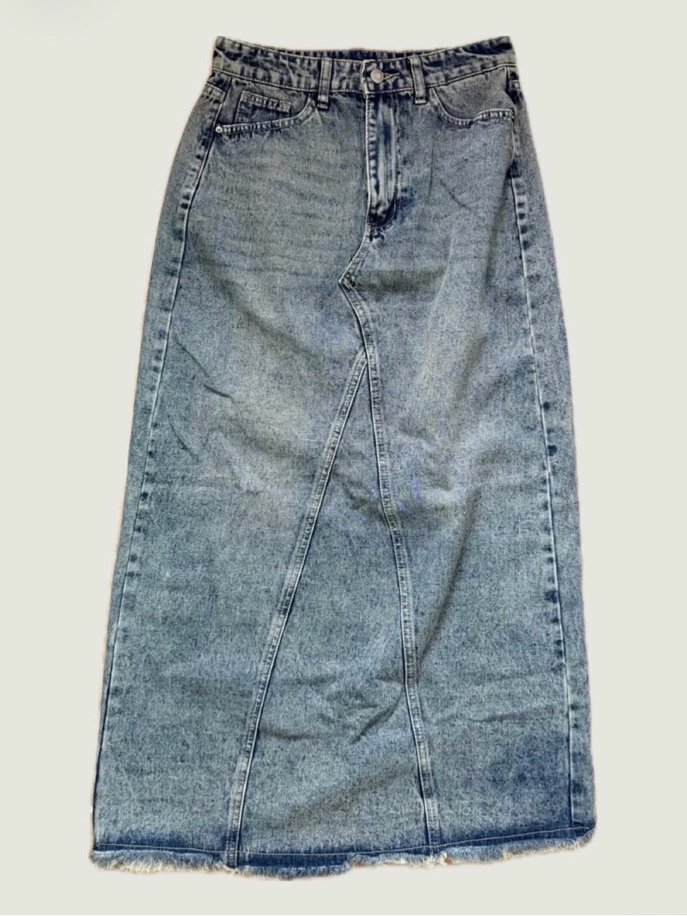 SHEIN Light Blue Denim Maxi Skirt - Panel Detail
